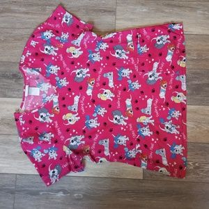 SCRUBSTAR Short Sleeve 2 Pockets  🐕 Dog Print Scrub Top
